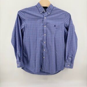 Ralph Lauren Mens Purple/Blue Madras Plaid Long Sleeve Button Down Shirt Size XL